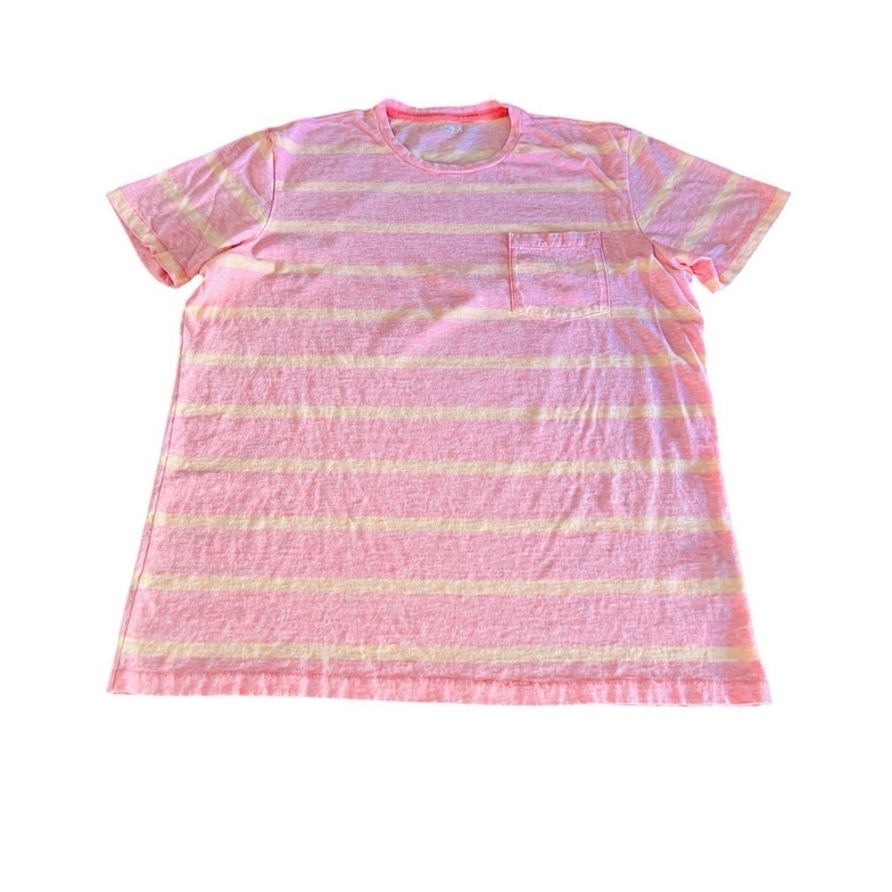 BONOBOS MEN’S SHORT SLEEVE STRIPED SLIM FIT TSHIRT SIZE LARGE PEACH COLOR